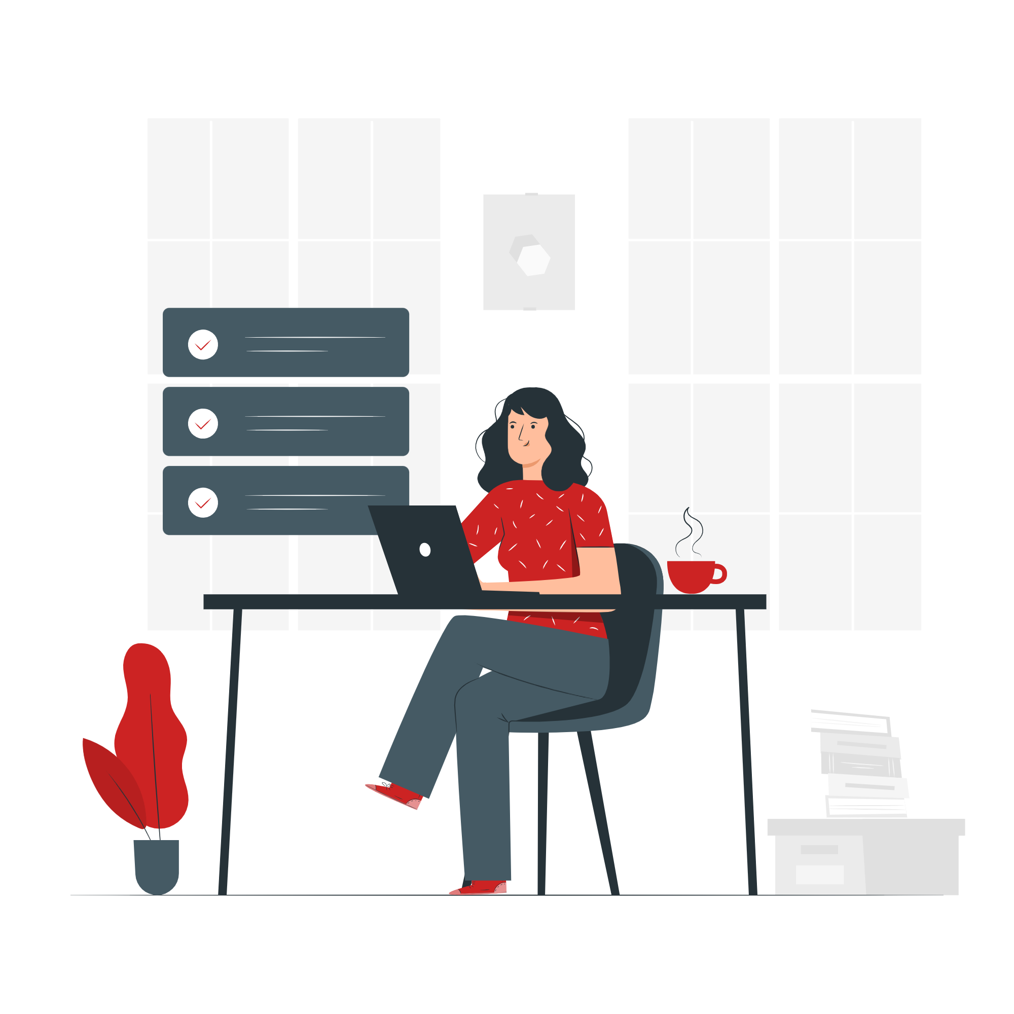 GymFlow Illustration of reception working on gym memberships